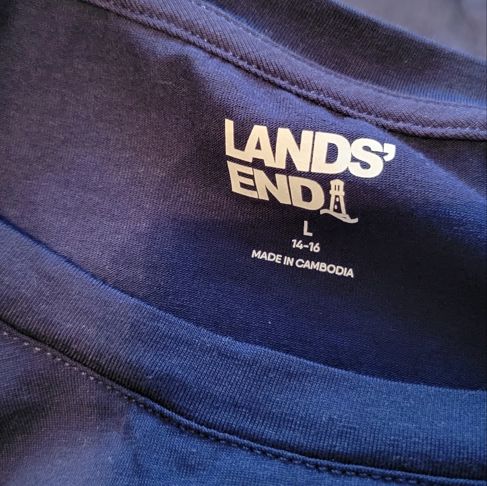 Lands' End New Blue Ruched Dress Size Large - Picture 11 of 11